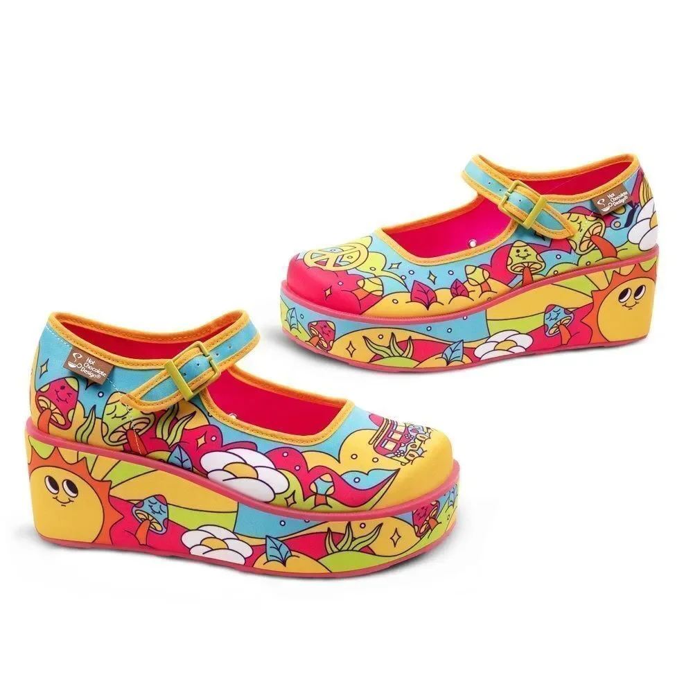 Hot Chocolate Love on The Road Mary Jane Platforms